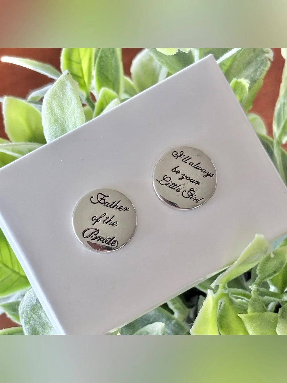 Silver 'Father of the Bride' and 'I'll Always Be Your Little Girl' Cufflinks